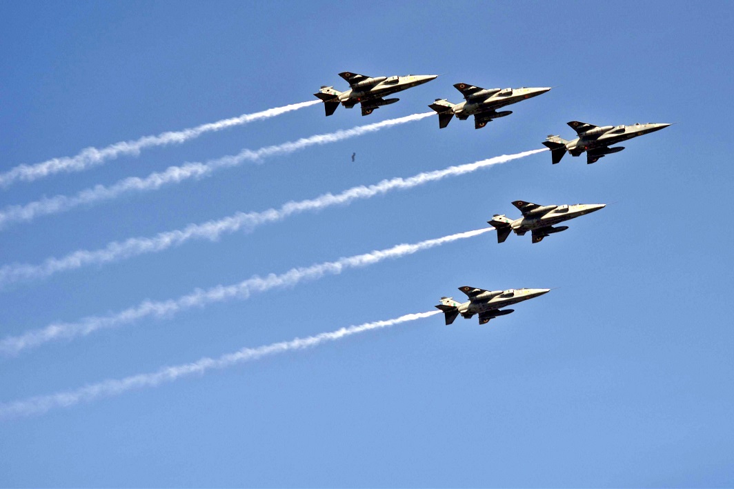 Flight of glory - Indian Air Force fighter jets display a fly-by during the rehearsal for the Republic Day parade over Rajpath in New Delhi on Friday.UNI PHOTO-11u