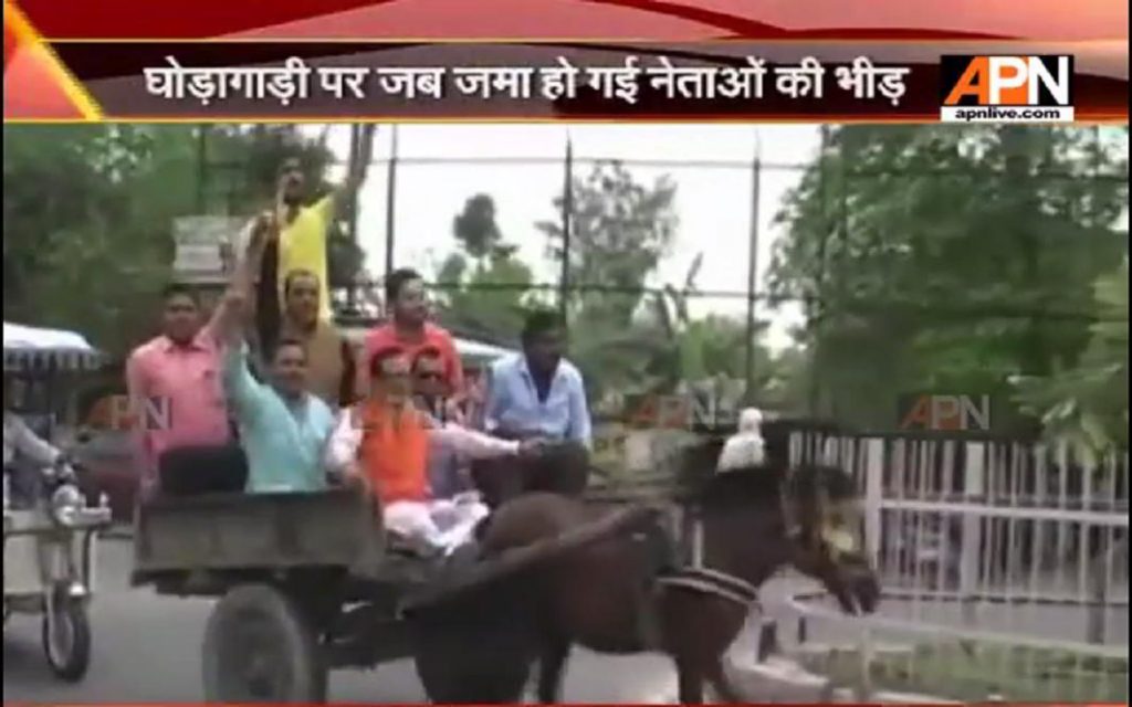 BJP minister Vinit Shardha goes on horse-cart to spread message to save petrol