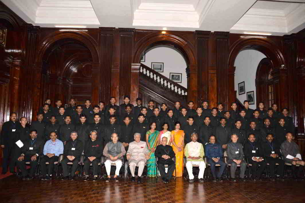 FATHER FIGURE: President Pranab Mukherjee after presenting degrees during the annual convocation of the Indira Gandhi National Forest Academy in Dehradun, UNI