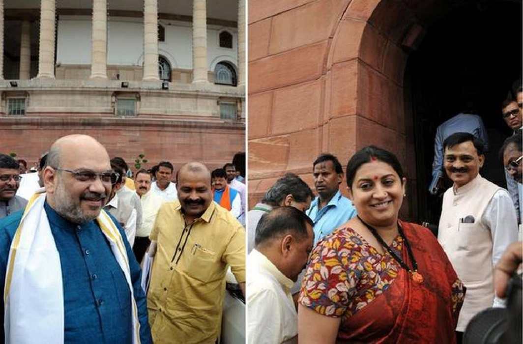 Amit Shah and Smriti Irani take oath as Rajya Sabha MPs