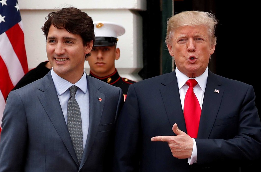 AVUNCULAR FEELING? US President Donald Trump welcomes Canada's Prime Minister Justin Trudeau on the South Lawn before their meeting about the NAFTA trade agreement at the White House in Washington, US, Reuters/UNI