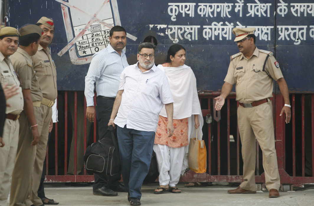 Rajesh and Nupur Talwar leaving Ghaziabad's Dasna Jail on Monday Photo Credit: Anil Shakya