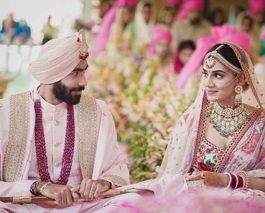 Jasprit Bumrah and Sanjana Ganesan