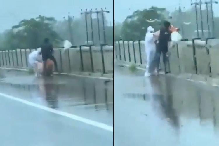 Covid-19 patient's body being thrown in a river