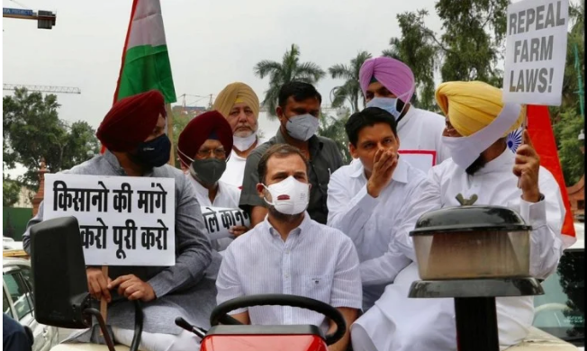 Rahul Gandhi's tractor march to Parliament