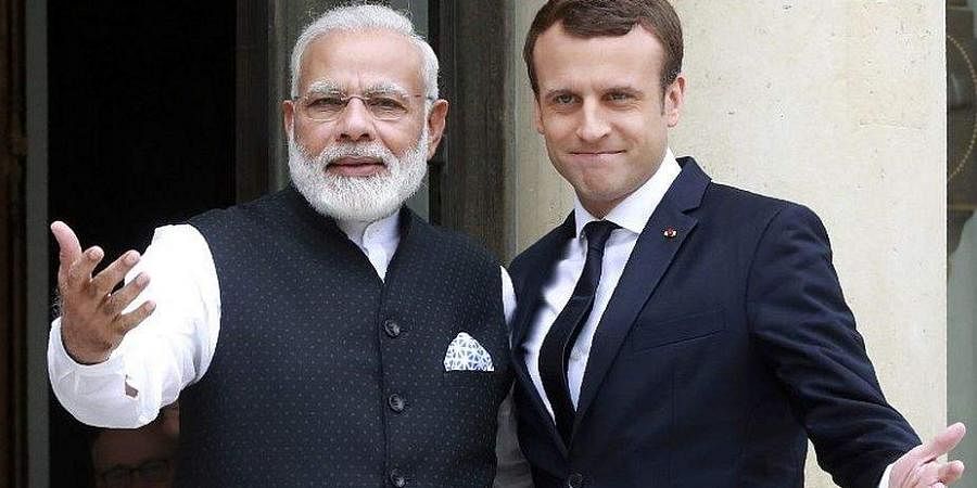 PM Modi with French President Emmanuel Macron