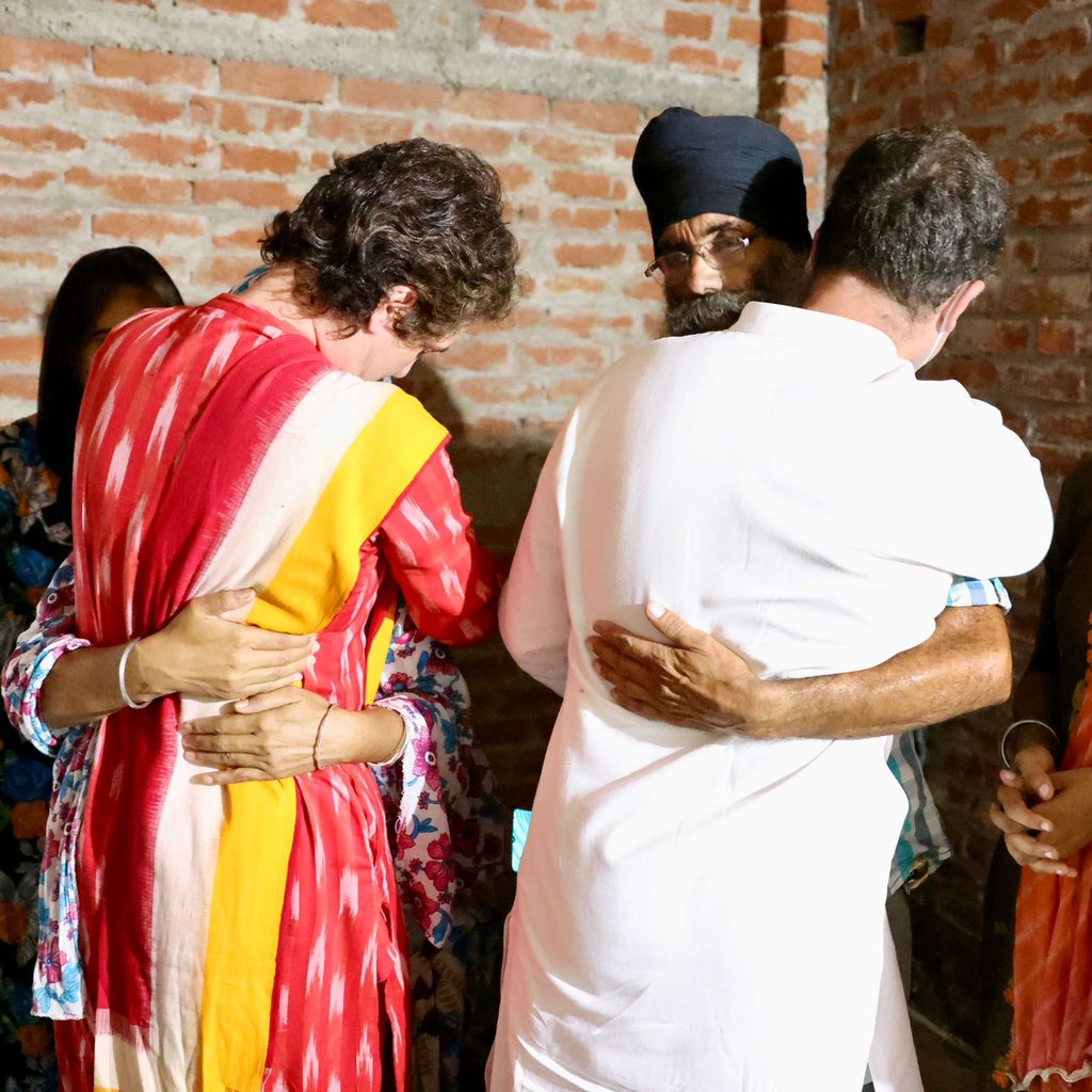 Rahul Gandhi and Priyanka Gandhi meet the families of the farmers