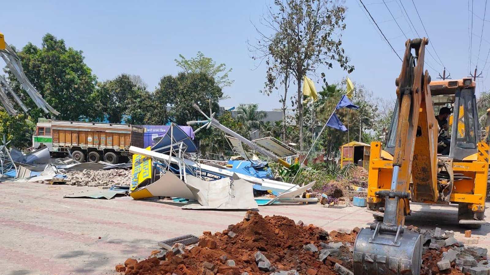 Bareilly: Bulldozer runs at SP MLA's petrol pump in Bareilly