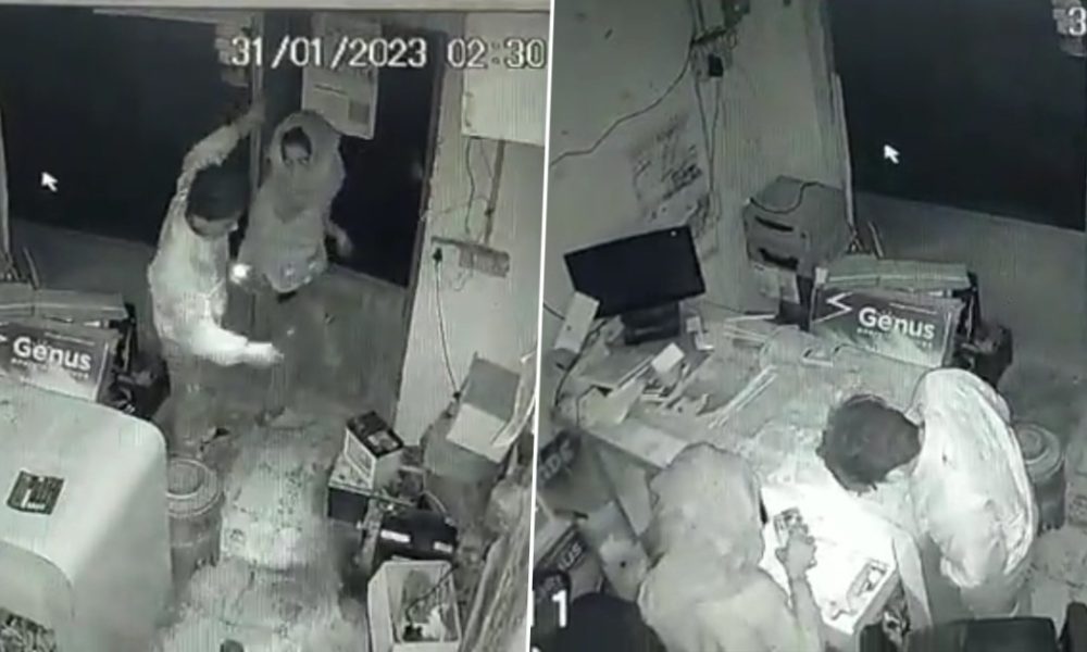 men broke into a shop and stole a battery