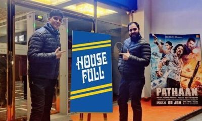 Housefull displayed outside INOX theatre in Kashmir's Srinagar showing Pathaan