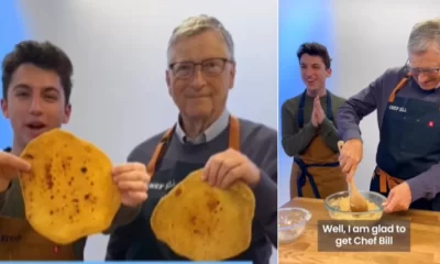 Eitan Bernath with Bill Gates making roti