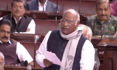 Congress chief Mallikarjun Kharge in Rajya Sabha