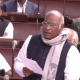 Congress chief Mallikarjun Kharge in Rajya Sabha