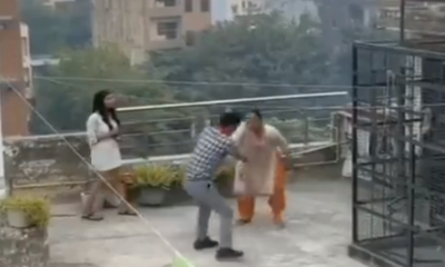 woman catching daughter and her boyfriend