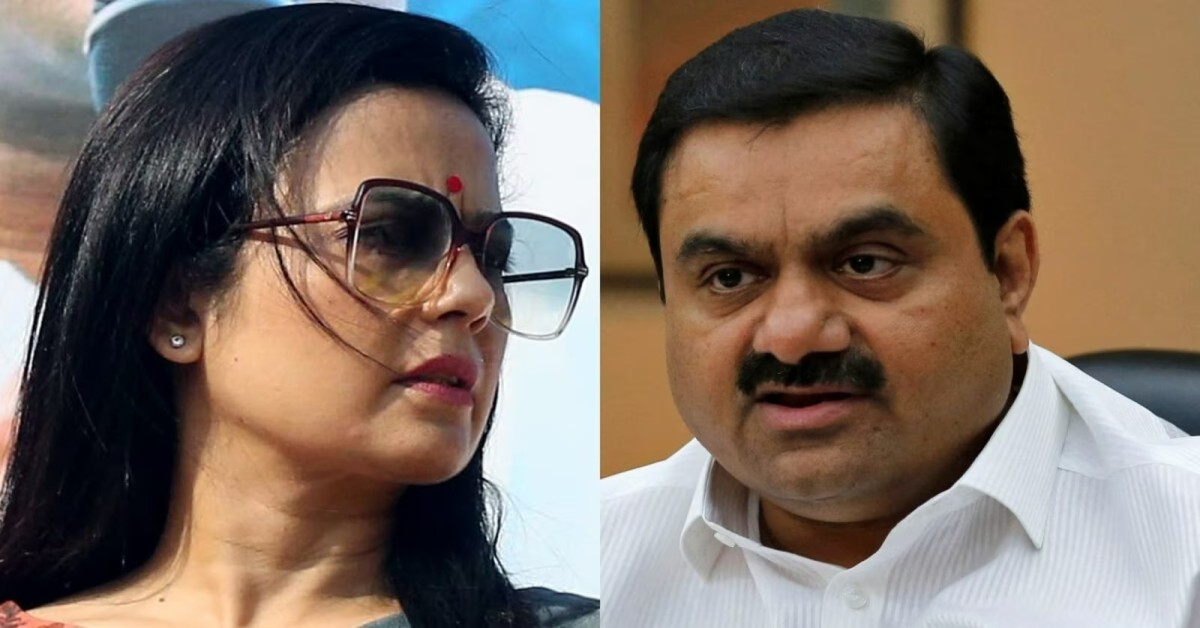 TMC MP Mahua Moitra and Gautam Adani