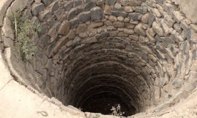 woman jumps into well