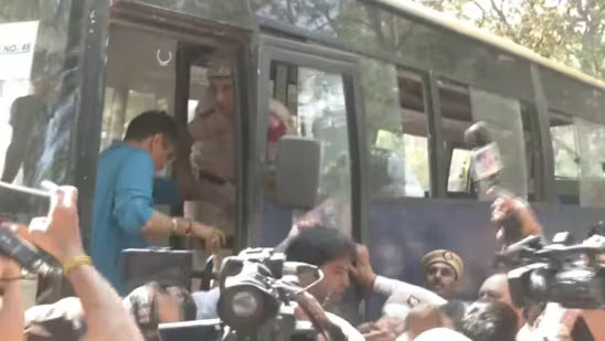 Amid CBI questioning Kejriwal, AAP leaders Raghav Chadha and Sanjay Singh detained while protesting