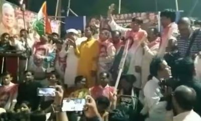 stage collapses during protest in Chhattisgarh