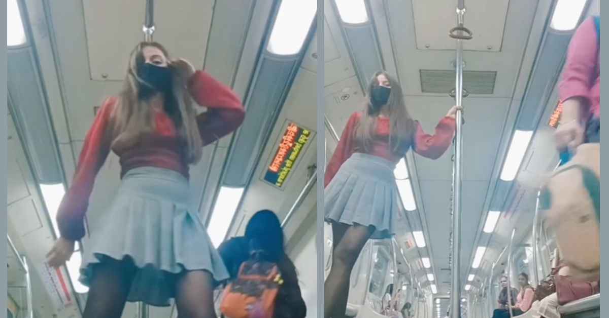 Woman Dancing in Delhi Metro