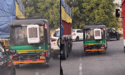 auto-rickshaw fitted with cooler