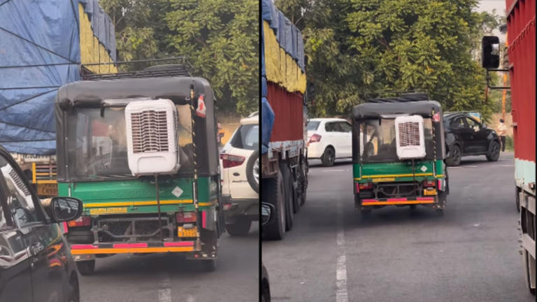 auto-rickshaw fitted with cooler