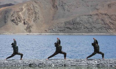 Indian Army does yoga in Ladakh’s Pangong Tso lake as India celebrates 9th International Yoga Day