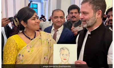 Artist gifts painting of former Congress President Sonia Gandhi to Rahul Gandhi in US, Twitter praises