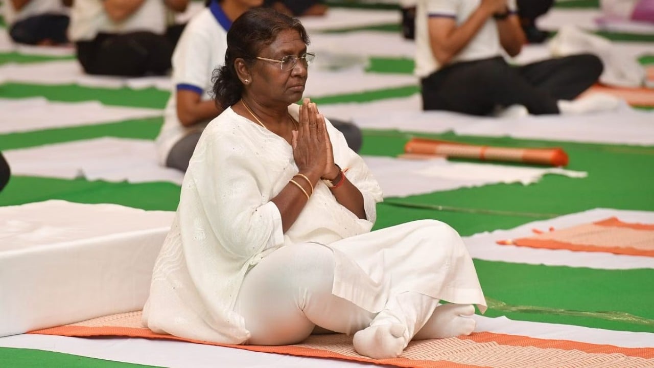 On International Yoga Day, President Droupadi Murmu takes part in yoga event at Rashtrapati Bhavan