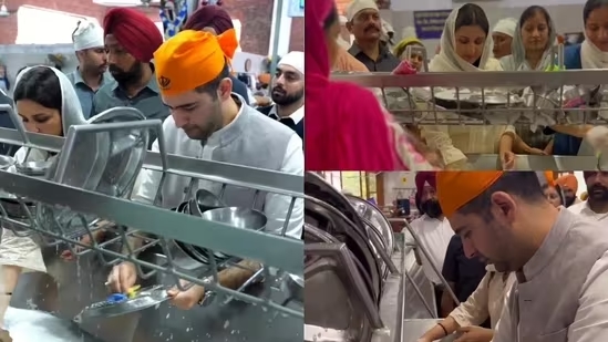 Watch: Parineeti Chopra and Raghav Chadha do seva at Golden Temple