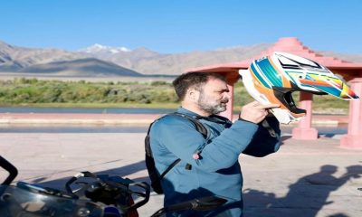 Rahul Gandhi rides bike to Pangong Lake during Ladakh visit,