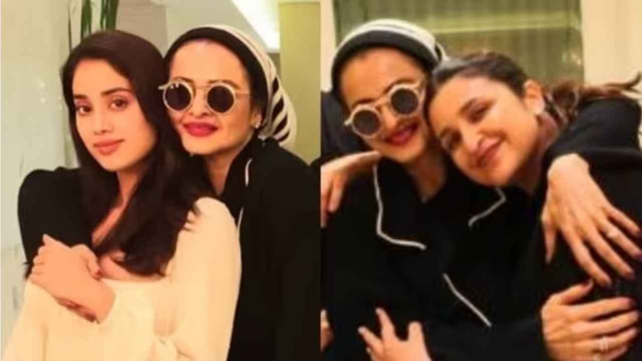 Rekha bonds with Parineeti Chopra, Janhvi Kapoor at Manish Malhotra party