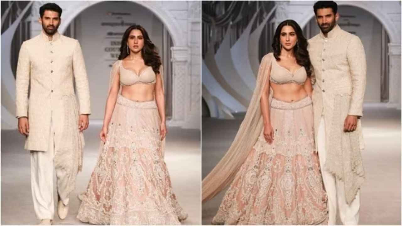 Sara Ali Khan and Aditya Roy Kapoor turn showstoppers for Shantanu & Nikhil at Hyundai India Couture Week