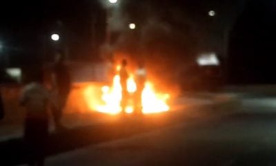 Watch: Moving car catches fire on Mumbra Bypass road in Thane