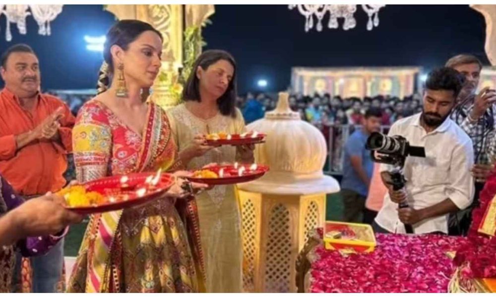 Ahmedabad: Kangana Ranaut performs puja, seeks blessings for upcoming film Tejas