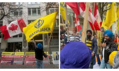 SFJ supporters raise anti-India slogans outside Indian consulate in Vancouver