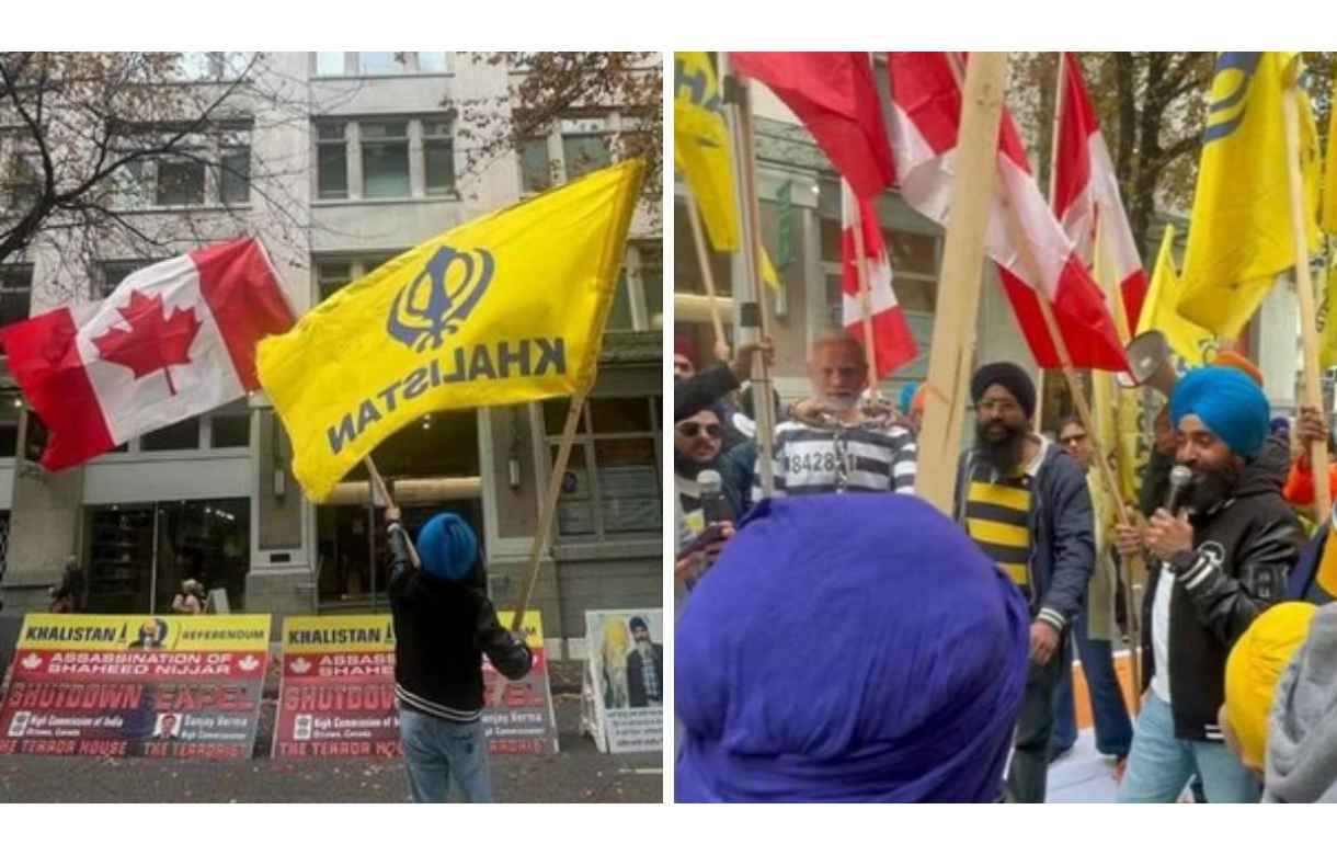 SFJ supporters raise anti-India slogans outside Indian consulate in Vancouver