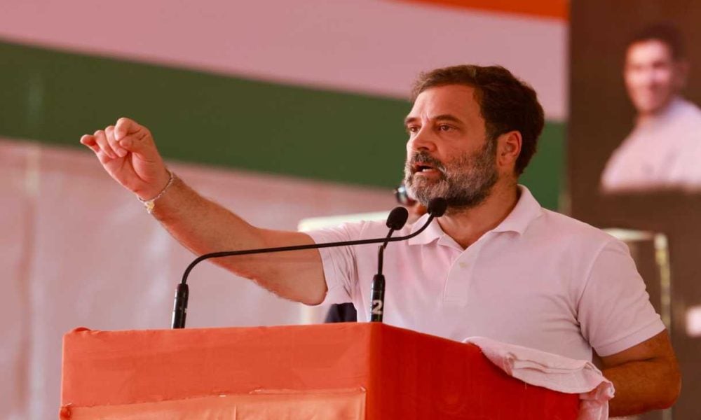 Rahul Gandhi at a public rally in Madhya Pradesh's Shahdol