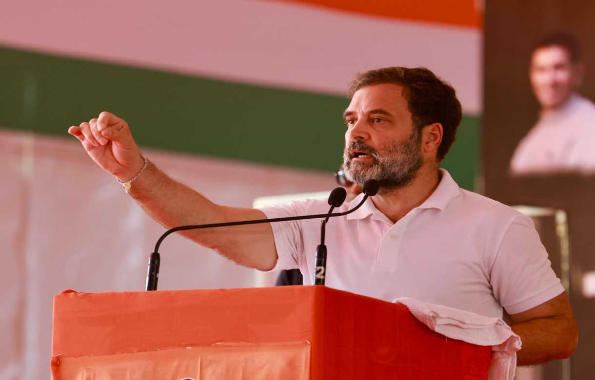 Rahul Gandhi at a public rally in Madhya Pradesh's Shahdol