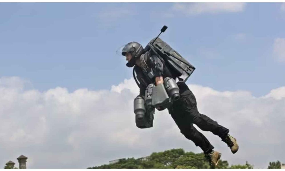 Watch: Man defies gravity, flies in sky wearing jet suit at annual Hacking and Cyber Security Briefing Conference in Kochi