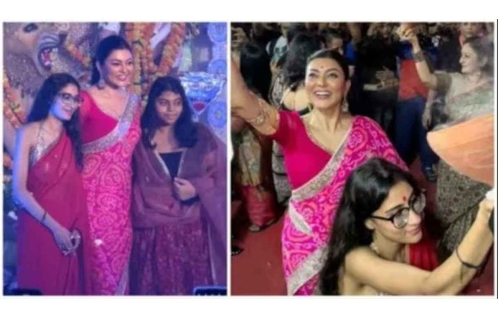 Watch: Sushmita Sen celebrates Durga Puja with her daughters, video goes viral