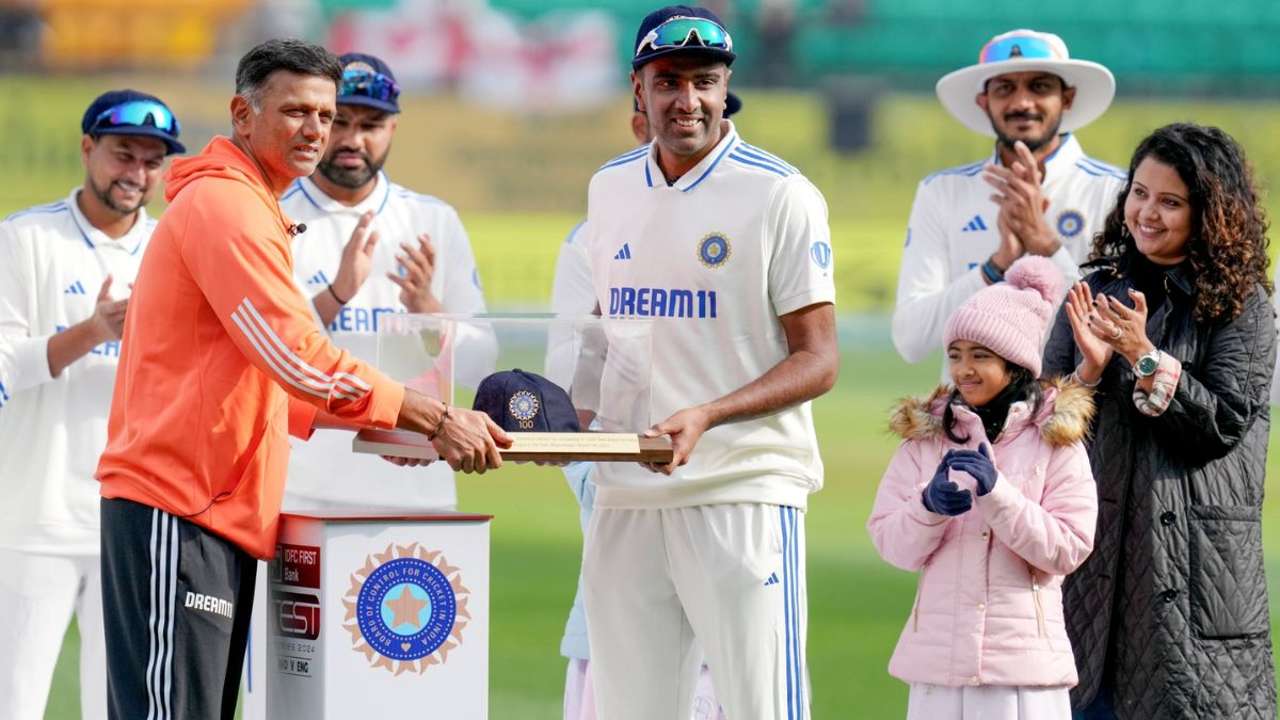 Ashwin gets a special memento, guard of honour on his 100th Test match