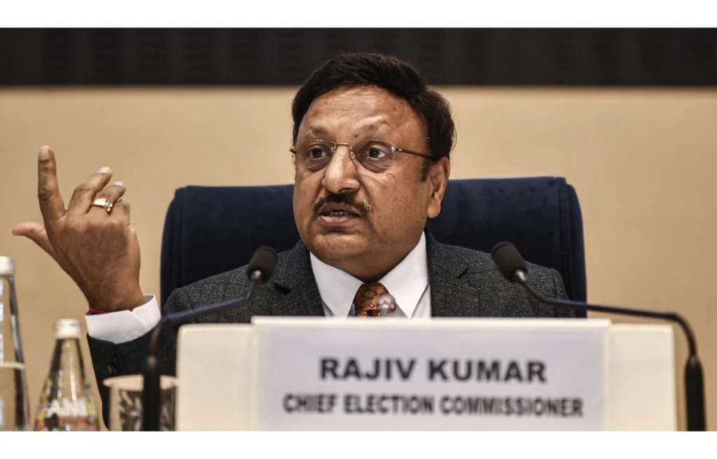 Rajiv Kumar, Chief Election Commissioner of India, stepping down after his tenure ends.