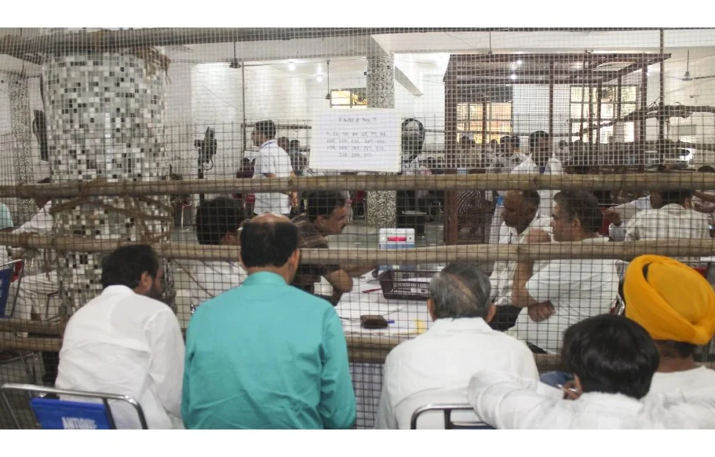 Interactive live results dashboard for Delhi Election 2025 showing a dynamic map of Delhi with constituencies highlighted, alongside real-time updates and statistical graphs depicting voter turnout and party leads.