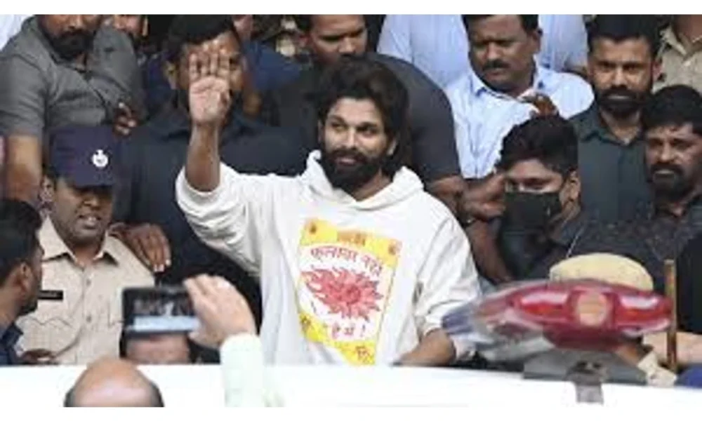 allu arjun during police questioning following the tragic stampede at hyderabad's sandhya theatre