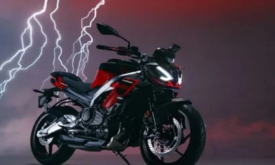 Aprilia Tuono 457 streetfighter motorcycle with a muscular design and aggressive stance