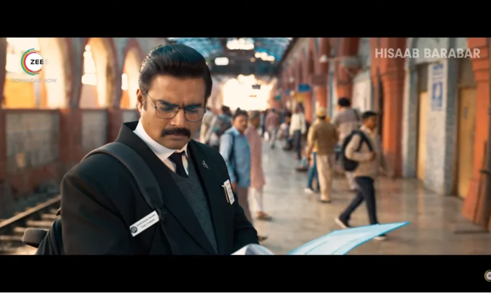 R Madhavan in a still from 'Hisaab Barabar', reviewing his character’s battle against a corrupt bank.