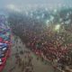 Aerial view of the Sangam area during Maha Kumbh Mela 2025 in Prayagraj