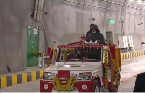 Prime Minister Narendra Modi inaugurating the Z-Morh tunnel in Jammu and Kashmir