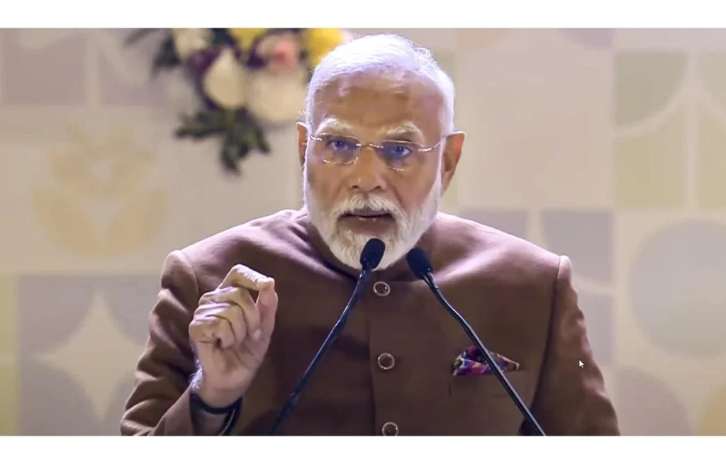 PM Modi interacting with students during Pariksha Pe Charcha 2025 at Sunder Nursery, Delhi.