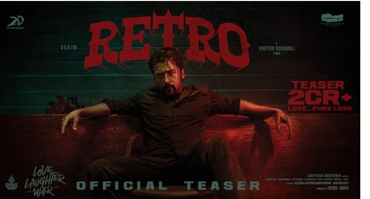 Official poster of 'Retro' featuring Suriya and Pooja Hegde